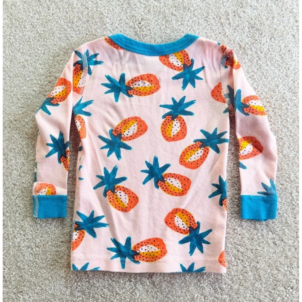 Hanna Andersson Pineapple Print Org Cotton Long John Pajama Set - size 2T (85cm)